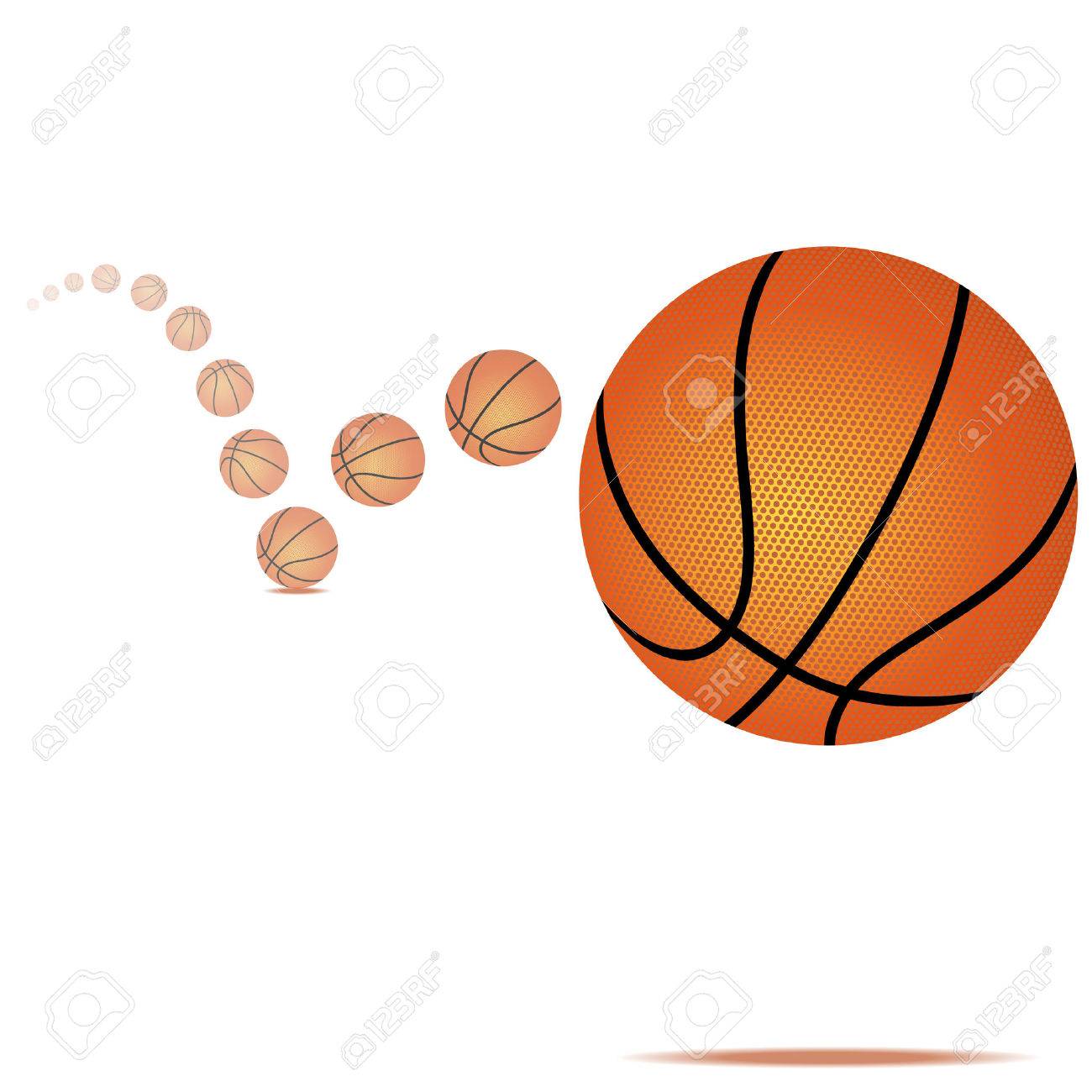 1300x1300 Vector Illustration Of A Bouncing Basketball On White Background