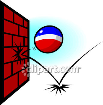 343x350 Clipart Image Of A Rubber Ball Bouncing Against A Brick Wall