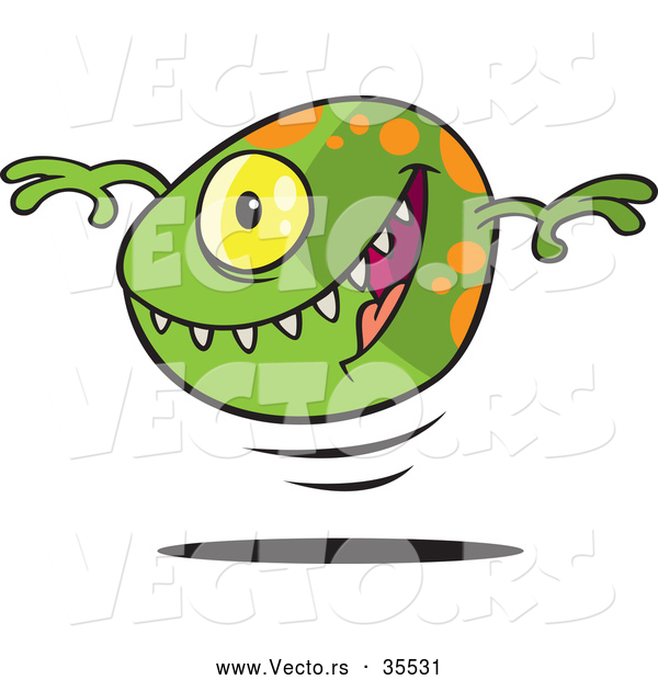 600x620 Vector Of A Green Bouncing Cartoon Cyclops Monster Ball Smiling