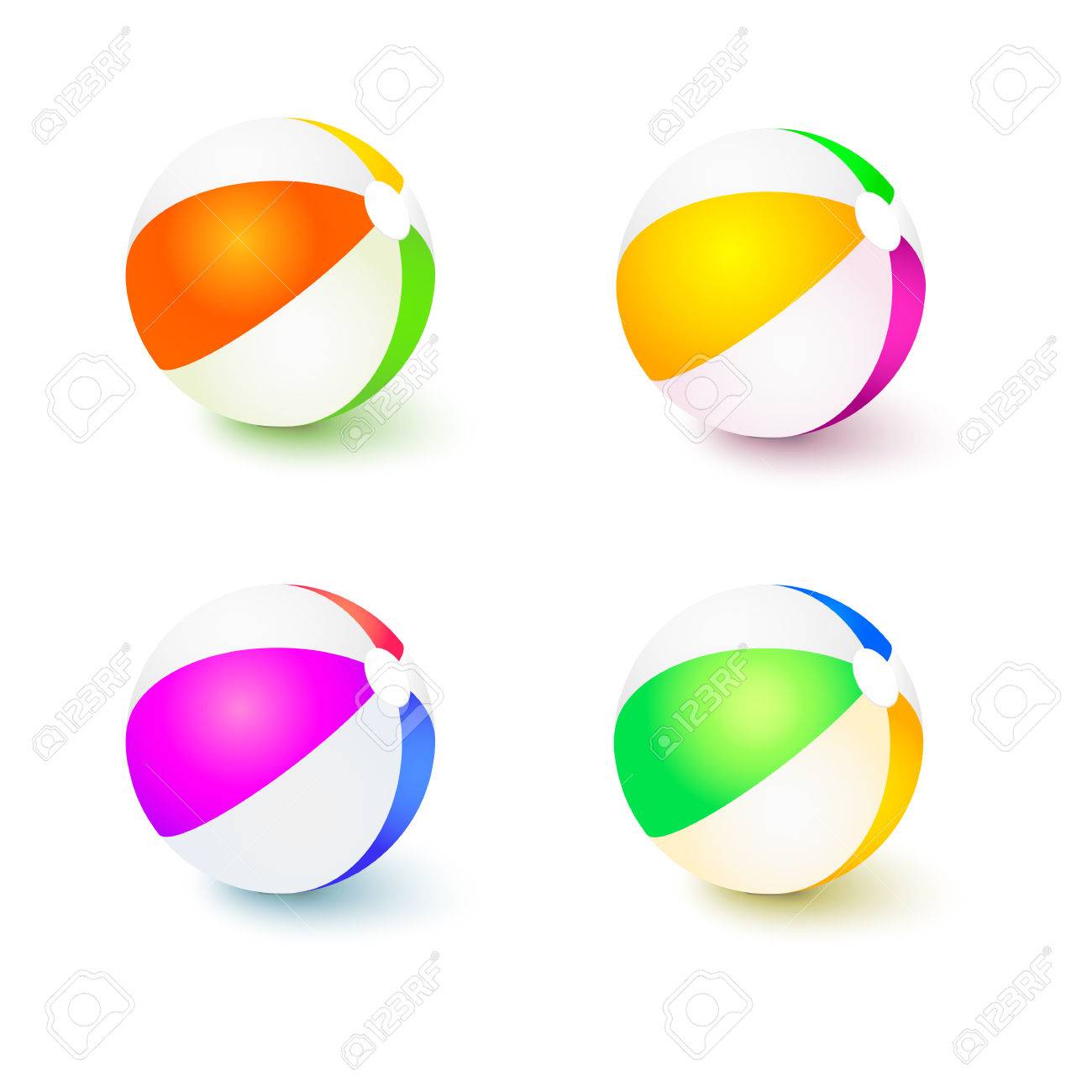 1300x1300 A Set Of Colored Inflatable Beach Balls. Realistic Tri Colour