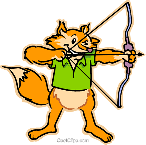 480x477 Fox With A Bow Amp Arrow Royalty Free Vector Clip Art Illustration