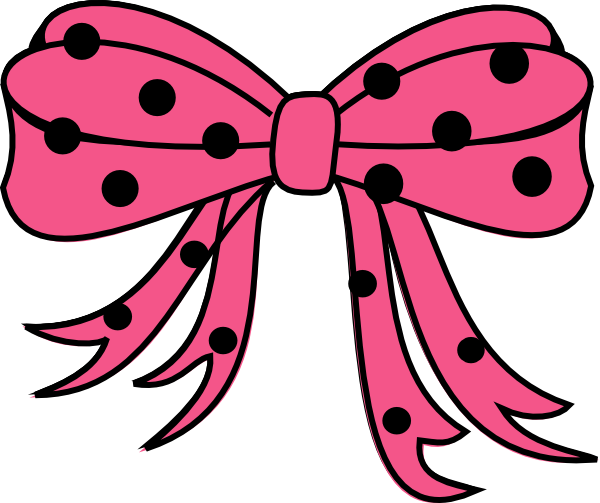 600x503 Polka Dots Bow Black Hot Pink Clip Art
