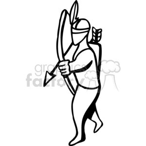 300x300 Royalty Free A Black And White Figure Of An Indian Shooting A Bow