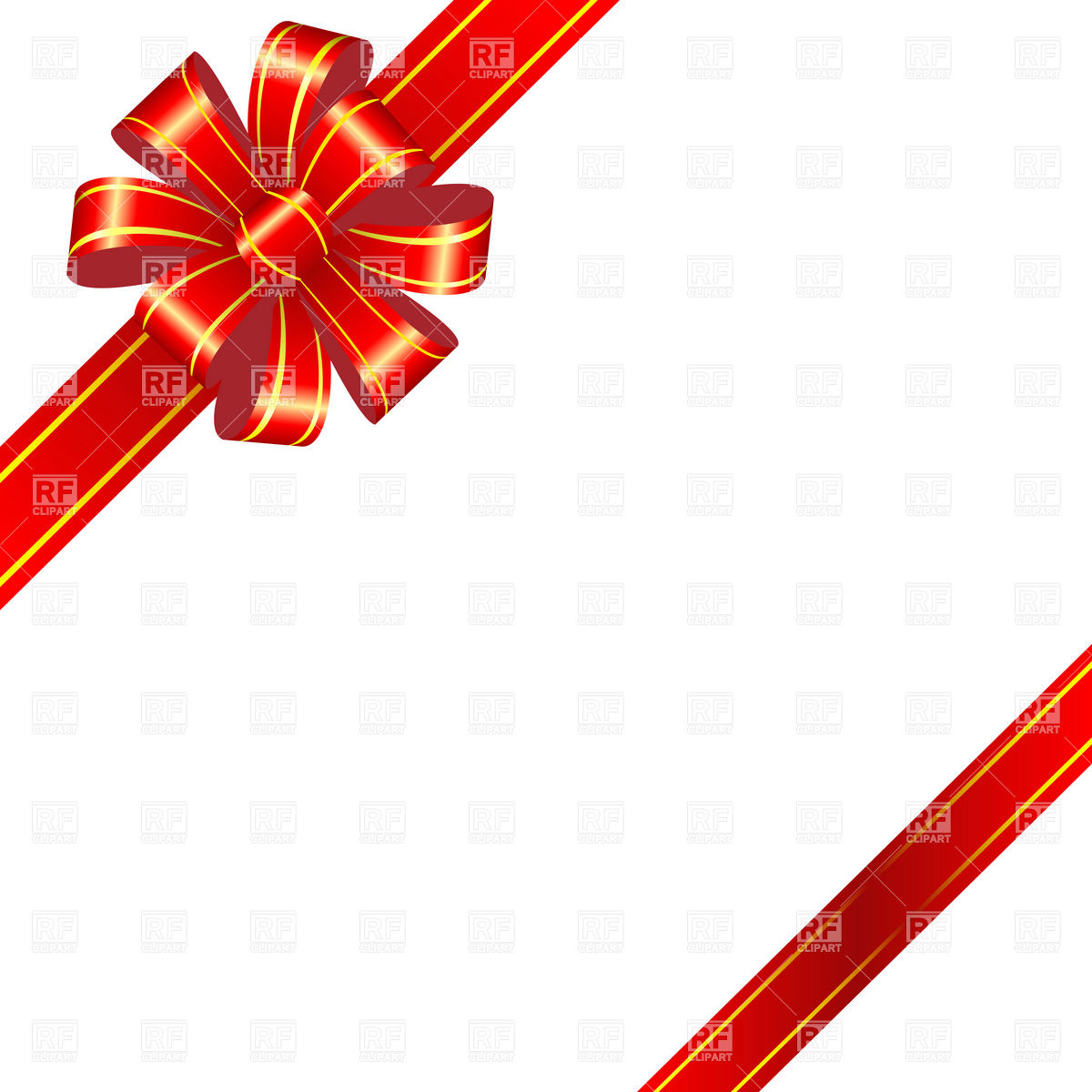 1200x1200 Corner Red Bow With Golden Streak Royalty Free Vector Clip Art
