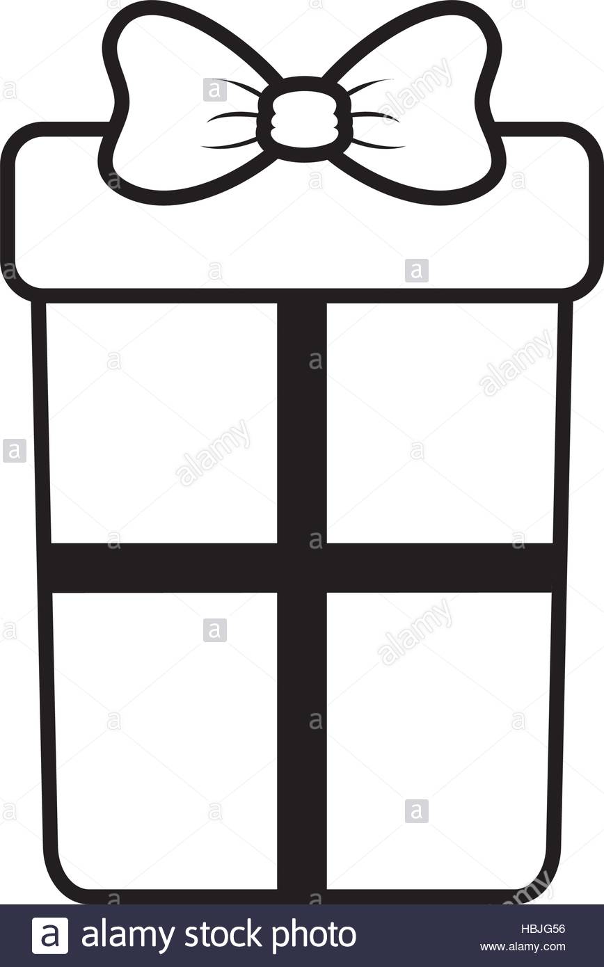 868x1390 Big Gift Box With Bow Outline Vector Illustration Eps 10 Stock