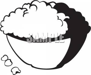 300x247 And White Bowl Of Popcorn Clip Art Image
