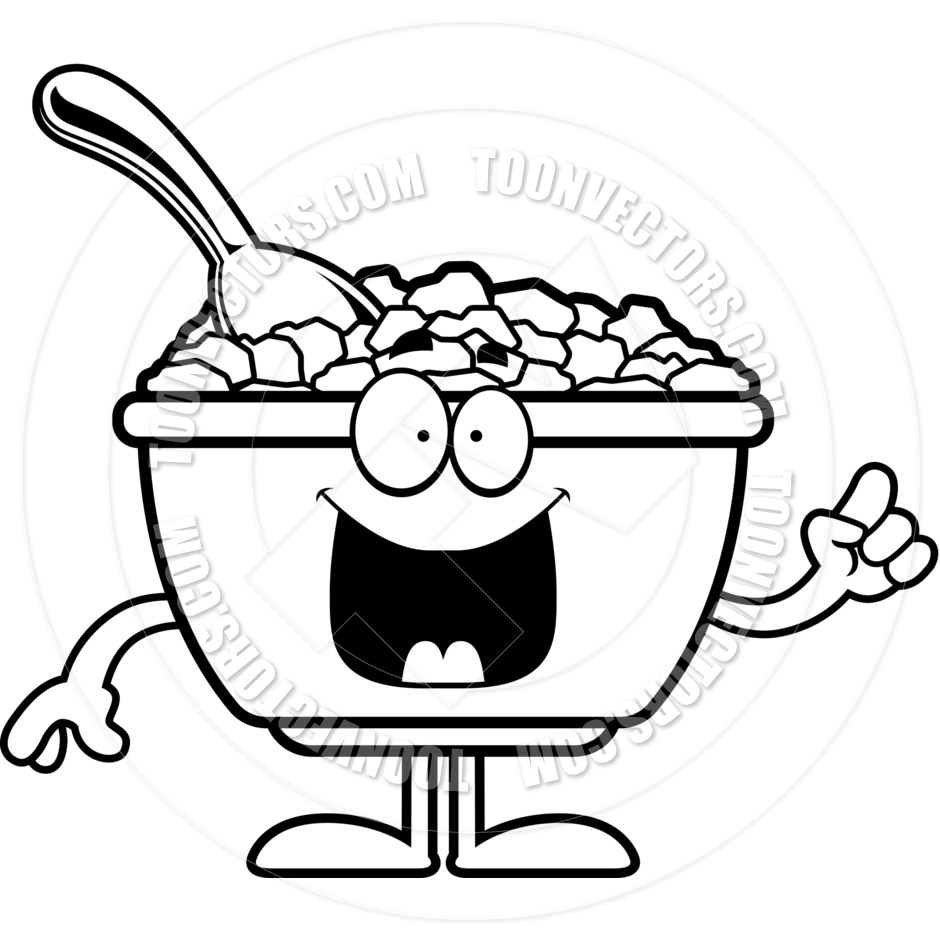 940x940 Cartoon Bowl Of Cereal Idea (Black Amp White Line Art) By Cory