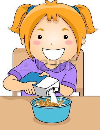 345x450 Illustration Of A Little Girl Pouring Milk On A Bowl Of Cereal