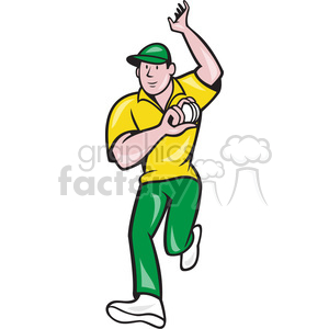 300x300 Royalty Free Cricket Bowler Bowling Front 389887 Vector Clip Art
