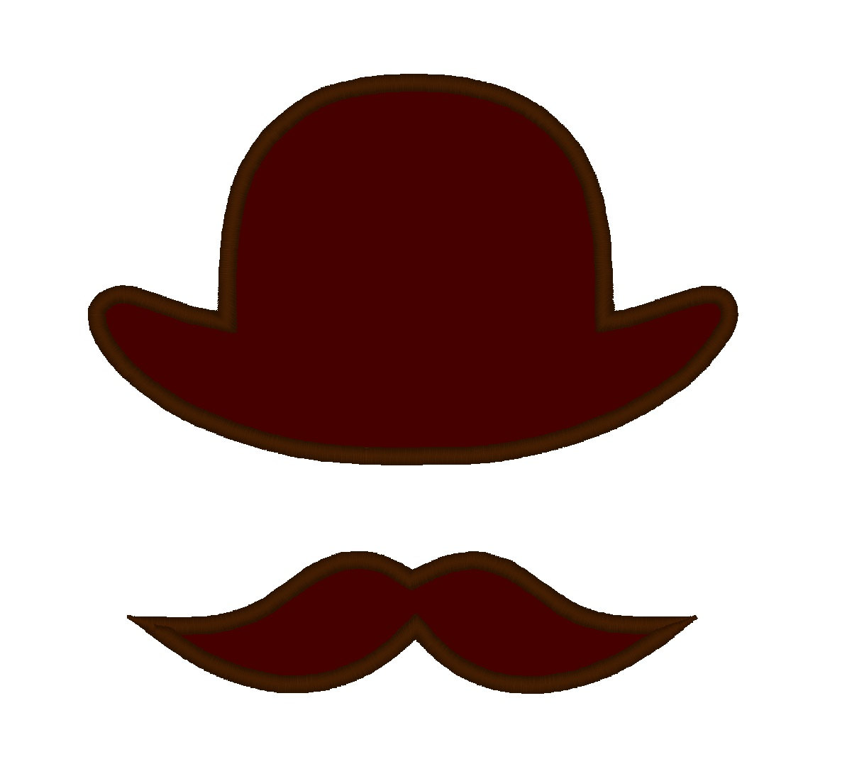 1194x1084 Bowler Hat Moustache Mustache Applique. Instant Download