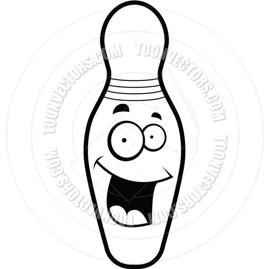 940x940 Bowling Pin Smiling (Black And White Line Art) By Cory Thoman