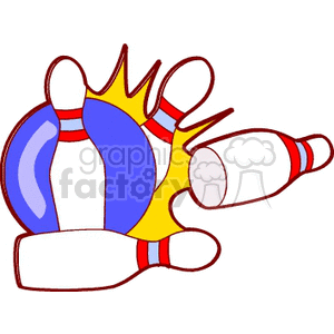 300x300 Royalty Free Bowling Ball Knocking Down Pins 168652 Vector Clip