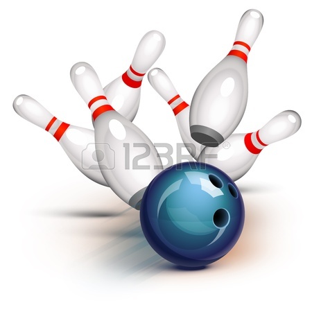 450x450 A Red Bowling Ball Crashing Into The Pins Royalty Free Cliparts