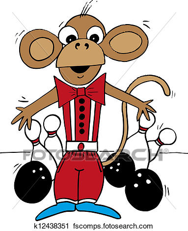 383x470 Clipart Of Bowling Monkey K12438351