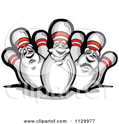 450x470 Cartoon Of Happy And Sad Bowling Pin Mascots