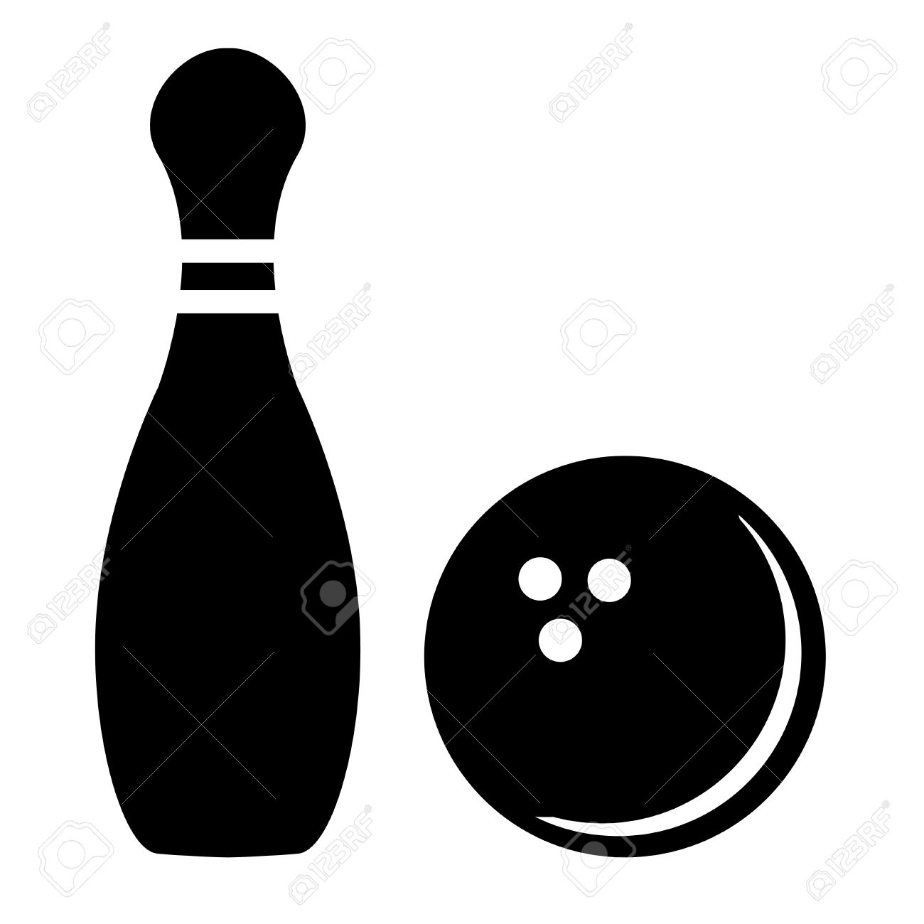 1300x1300 Silhouette Of Bowling Pins And Bowling Ball Royalty Free Cliparts