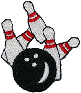 280x320 Bowling Pins And Ball Iron On Embroidered Applique