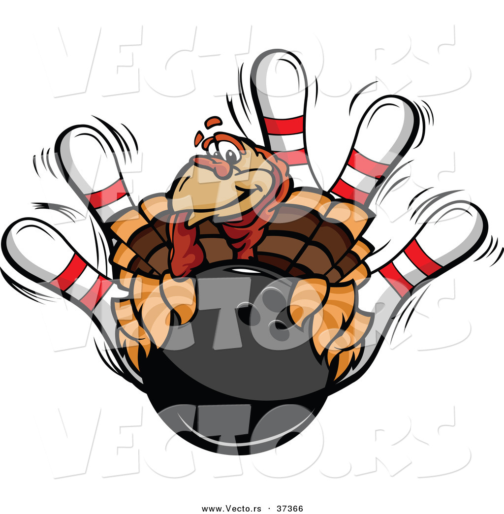 1024x1044 Vector Of A Cartoon Turkey Mascot With A Bowling Ball And Pins By