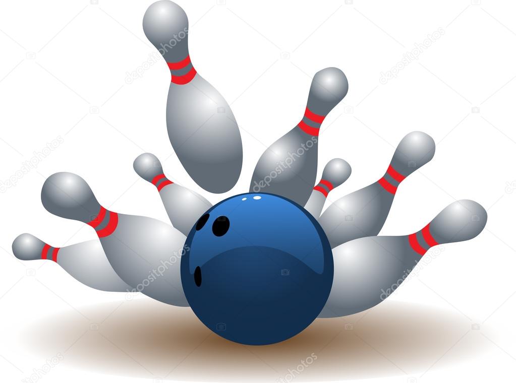 1023x760 Bowling Ball And Falling Bowling Pins. Stock Vector Averole