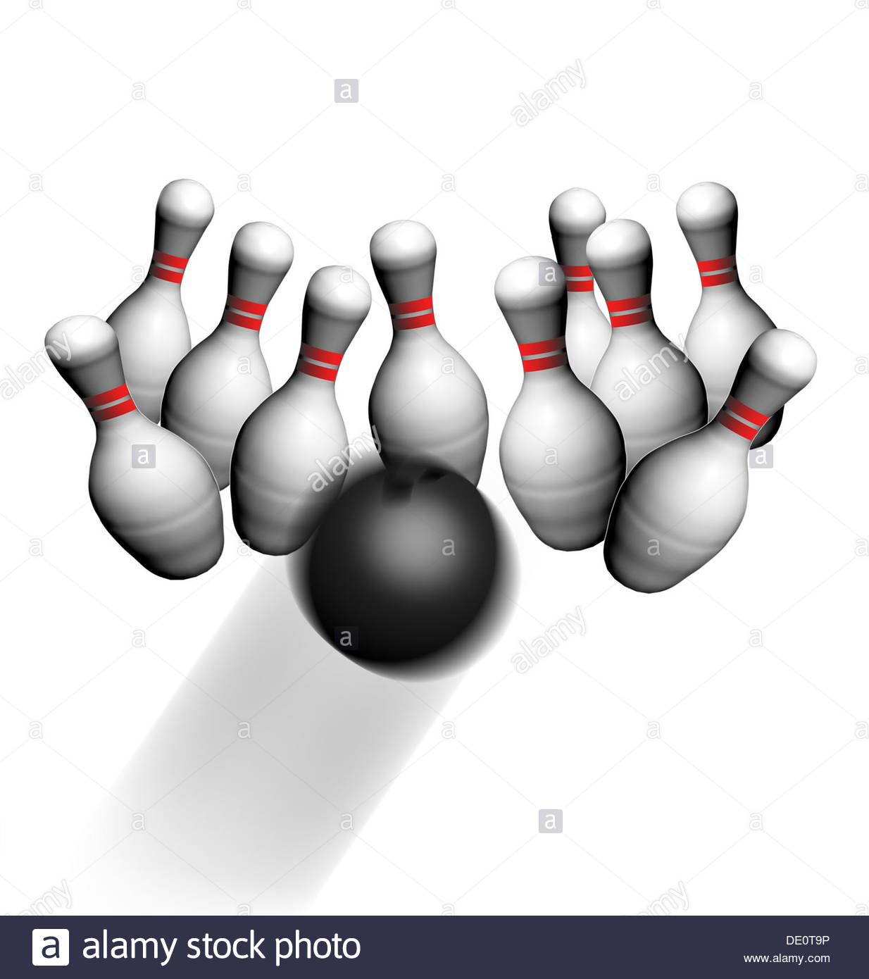 1234x1390 Bowling Pins Hit And Cracked By A Moving Ball Stock Photo, Royalty