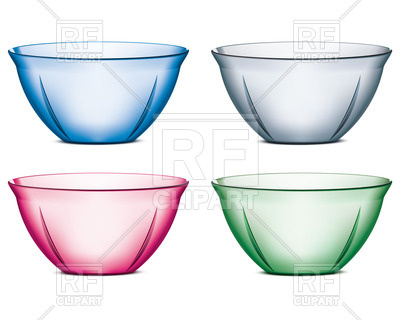 400x320 Plastic Bowls Isolated On White Royalty Free Vector Clip Art Image