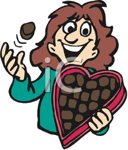 255x300 Art Image A Woman Eating From A Box Of Valentine Chocolates