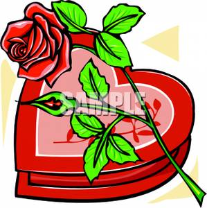 299x300 Red Rose Laying On A Heart Shaped Box Of Chocolates