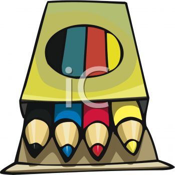 349x350 Picture Of A Smal Box Of Colored Crayons In A Vector Clip Art