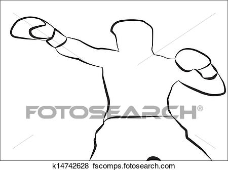 450x338 Clip Art Of Boxer Outline K14742628