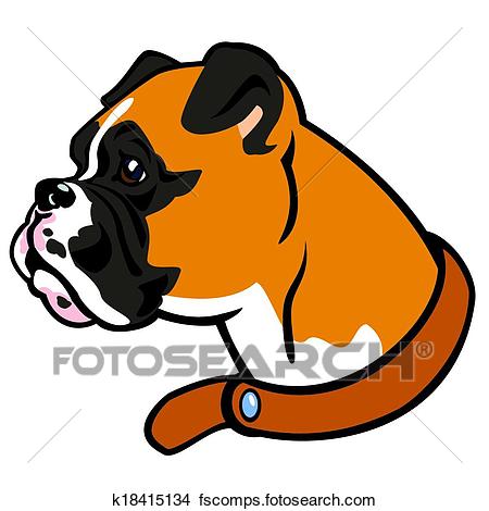 450x470 Clipart Of Boxer Dog Head K18415134