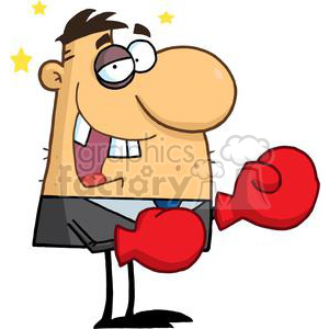 300x300 Royalty Free Business Man With Black Eye Wearing Red Boxing Gloves