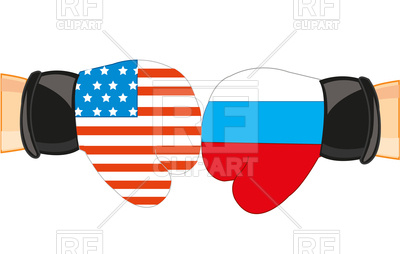 400x254 Boxing Gloves, Russia And Usa Flag Royalty Free Vector Clip Art