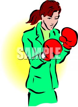 256x350 Tough Businesswoman Wearing Boxing Gloves