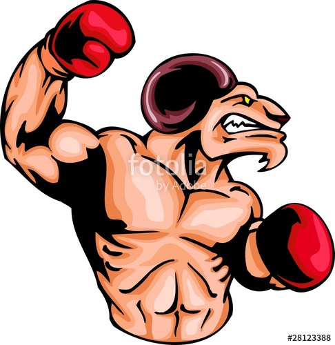 486x500 Enraged Ram With A Boxing Gloves. Sport Mascot Animals. Stock