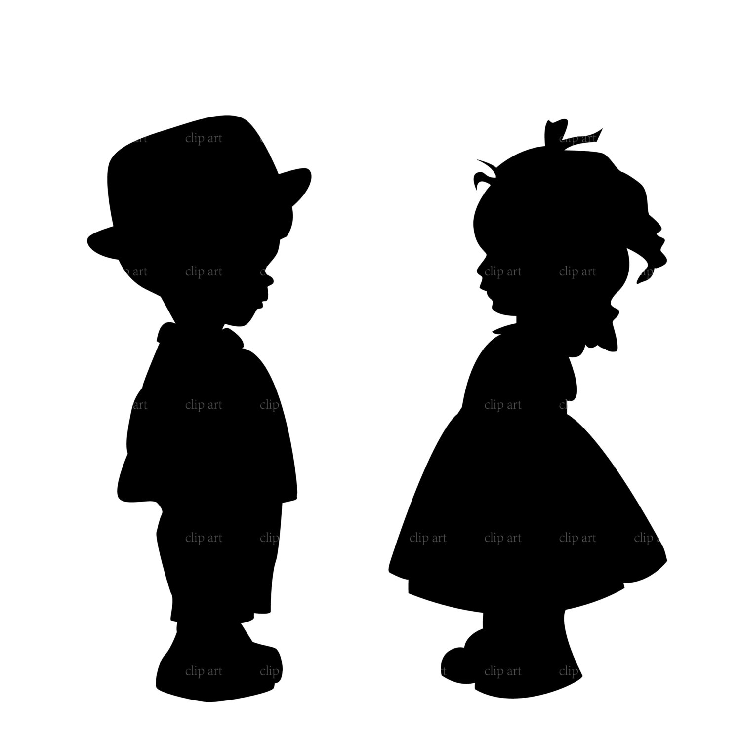 1500x1497 Boy And Girl Silhouette Clip Art