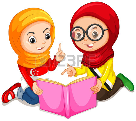 450x398 Boys And Girl Reading Books Illustration Royalty Free Cliparts