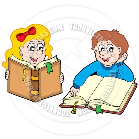 460x460 Cartoon Reading Boy And Girl By Clairev Toon Vectors Eps