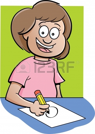321x450 Cartoon Illustration Of A Boy Writing And Sitting At A Desk