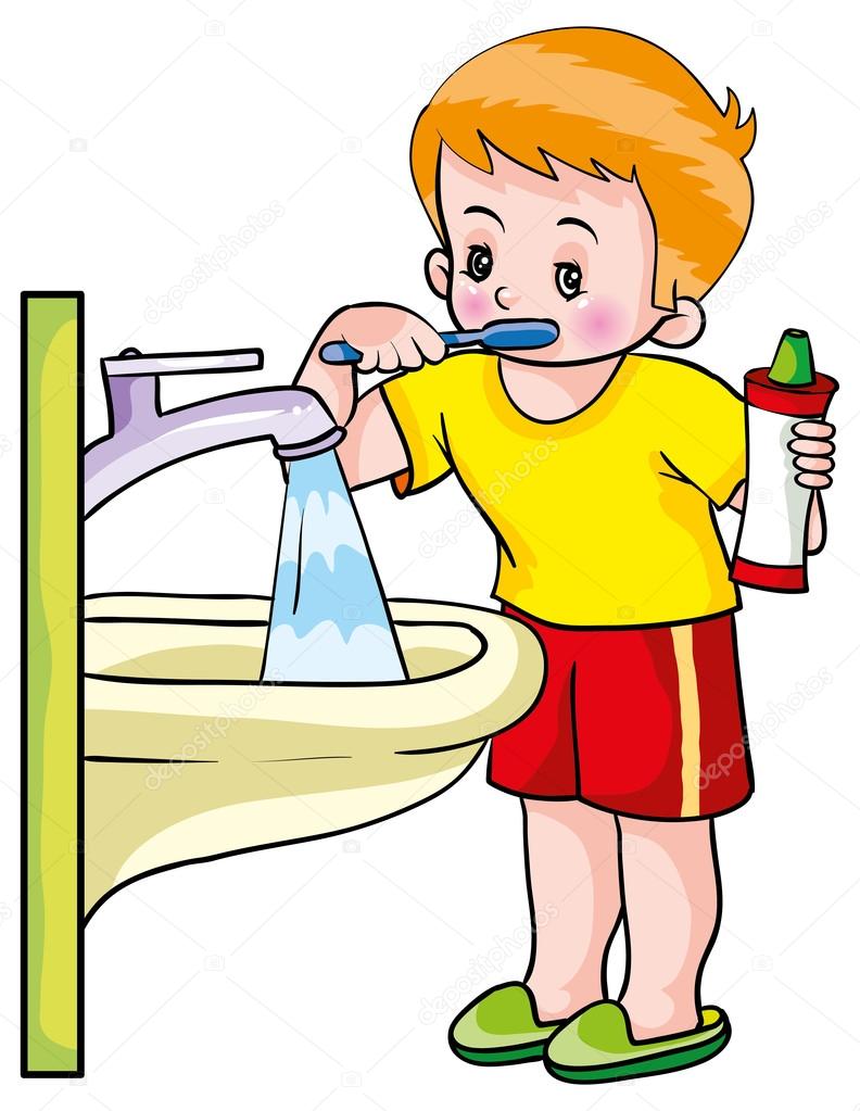 792x1023 Boy Washing Teeth Stock Vector Kopirin