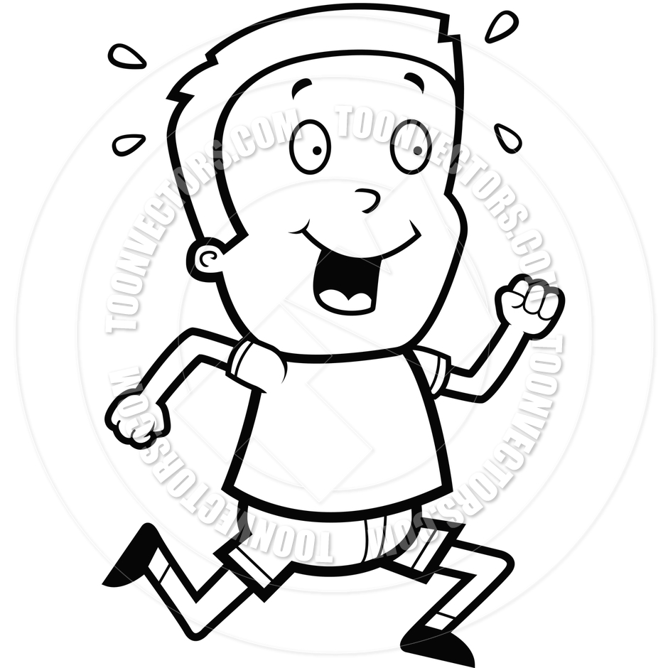 940x940 Boy Running (Black And White Line Art) By Cory Thoman Toon