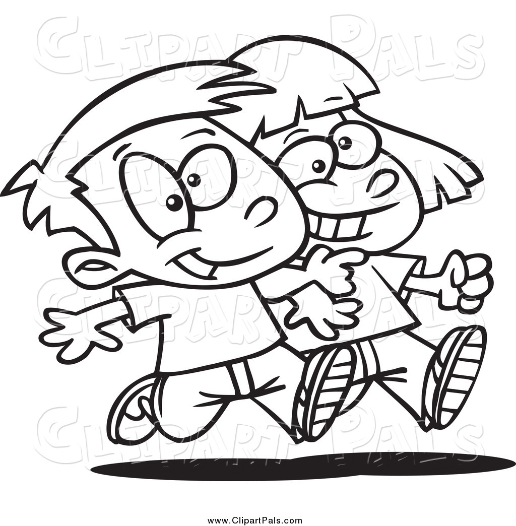 1024x1044 Pal Clipart Of A Black And White Boy And Girl Walking Arm In Arm
