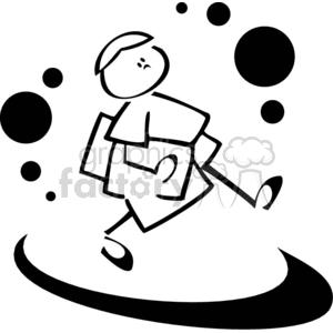 300x300 Royalty Free Black And White Outline Of A Little Boy Walking
