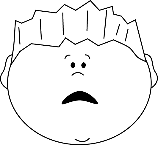 531x486 Black And White Scared Face Boy Clip Art