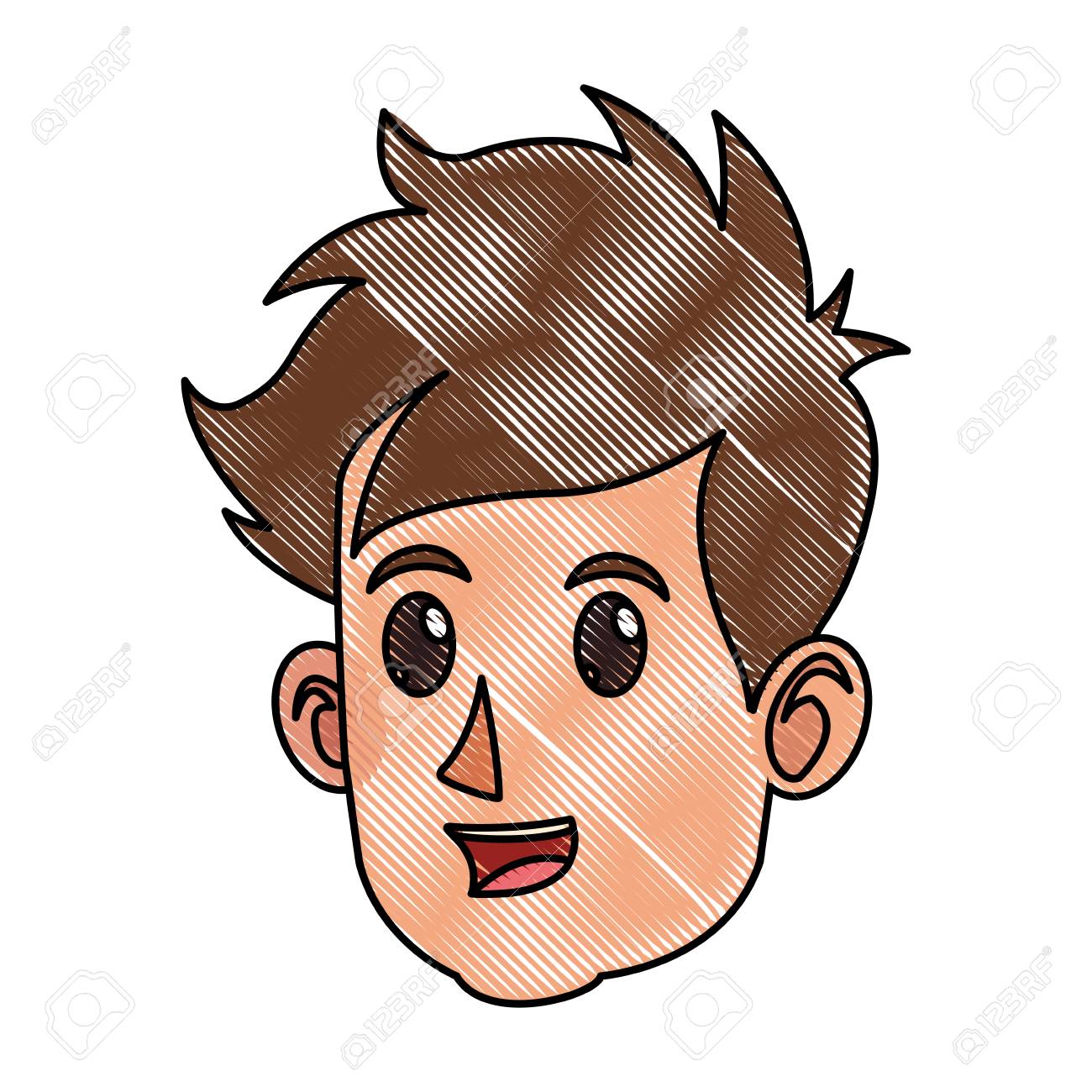 1300x1300 Drawing Character Face Head Boy Happy Vector Illustration Royalty