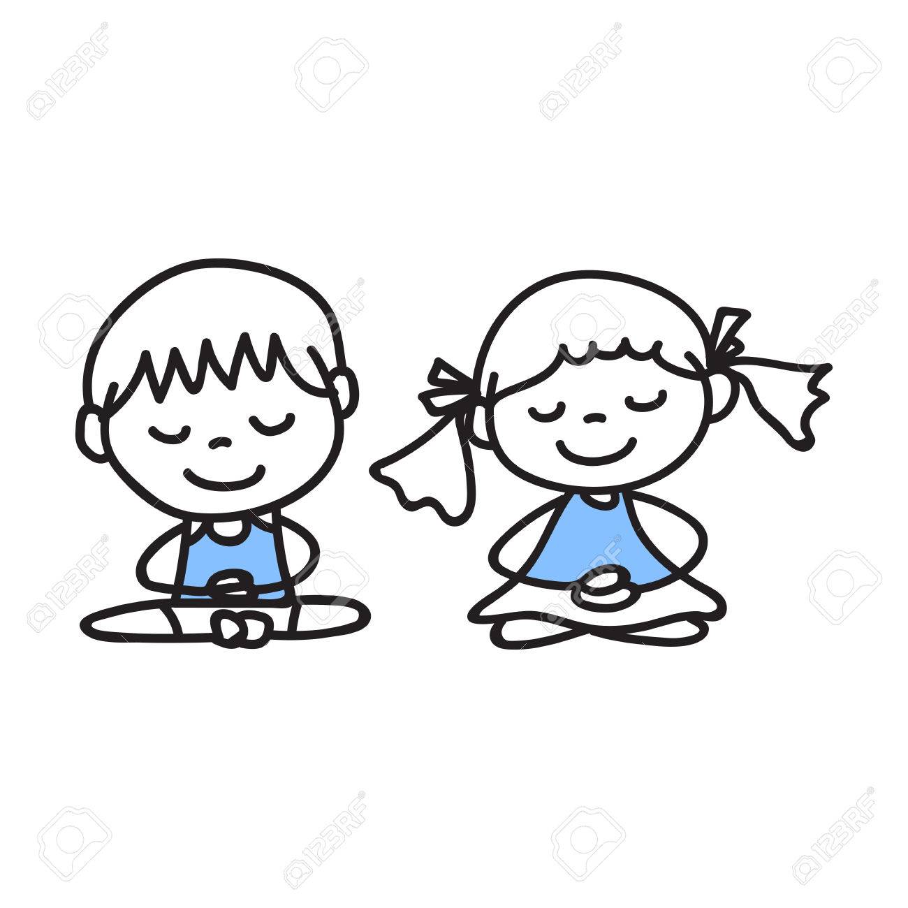 1300x1300 Hand Drawing Cartoon People Meditation With Happiness And Smiling