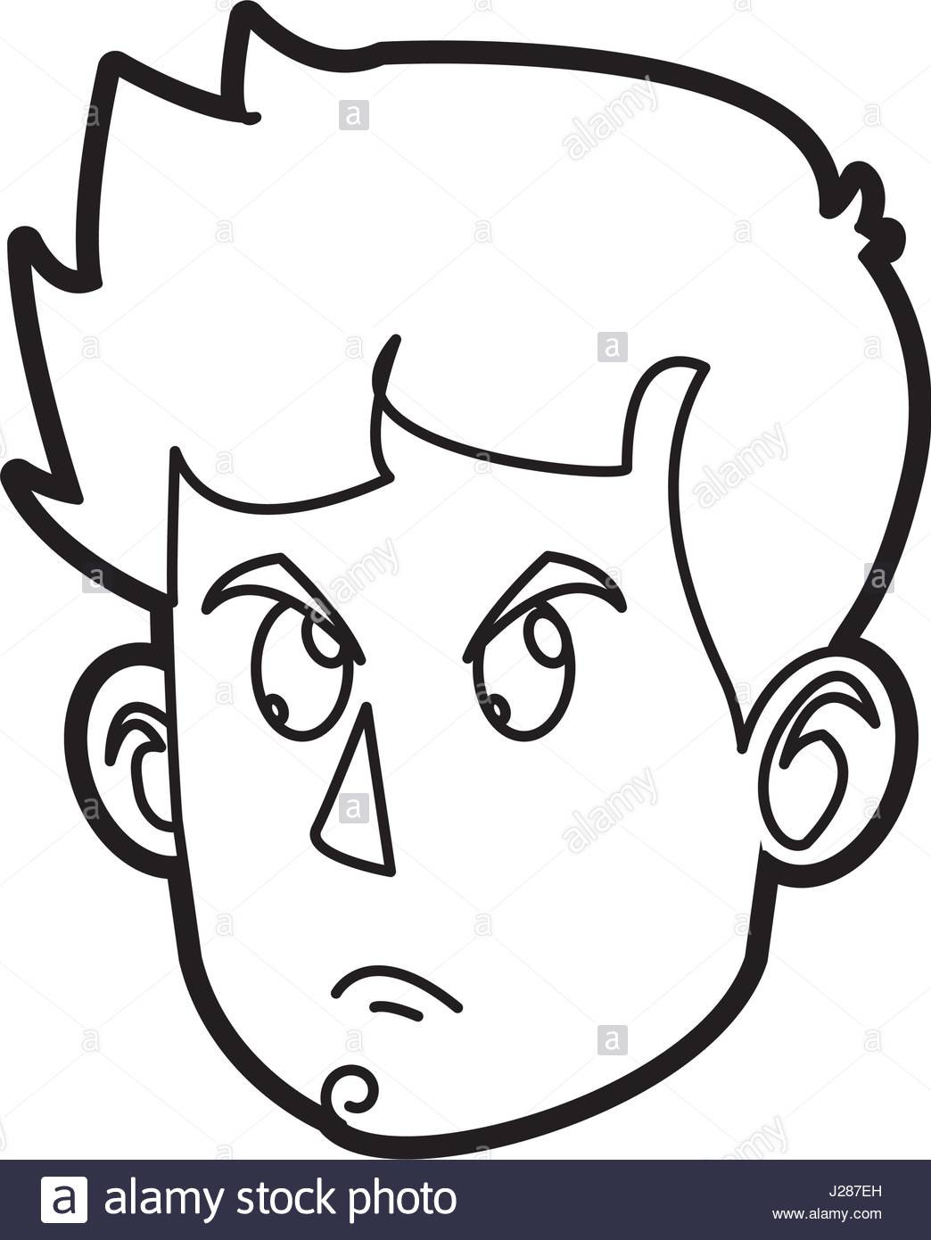 1044x1390 Character Face Head Boy Angry Outline Stock Vector Art