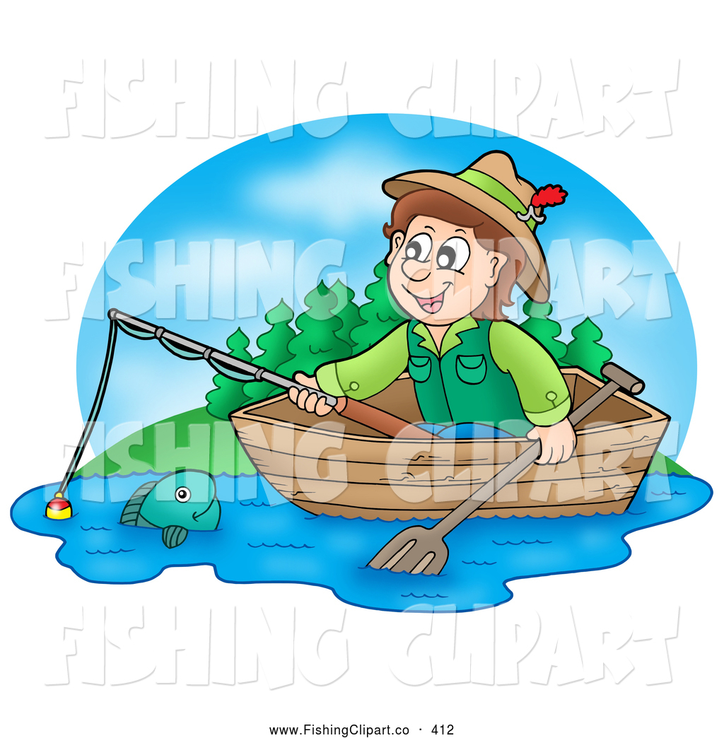 1024x1044 Clip Art Of A Smiling Boy Fishing In A Wooden Boat By Visekart