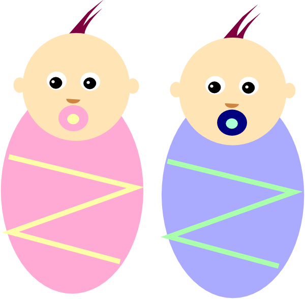 600x588 Boy Girl Twin Babies Clip Art