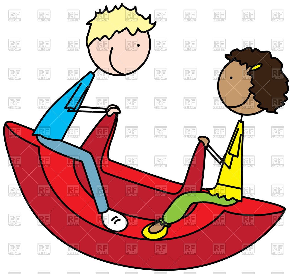 1200x1127 Cartoon Illustration Of A Boy And Girl On A Seesaw Royalty Free