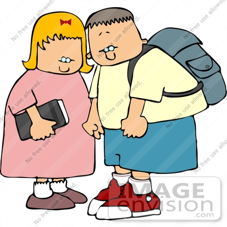 450x450 Little Boy And Girl On Their Way To School Clipart